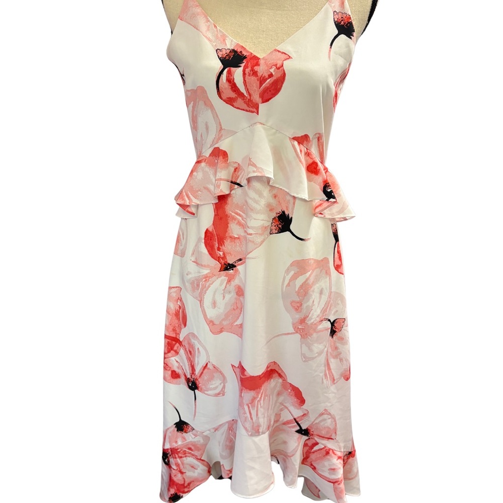 HALSTON Floral Sleeveless Dress - Pink and White